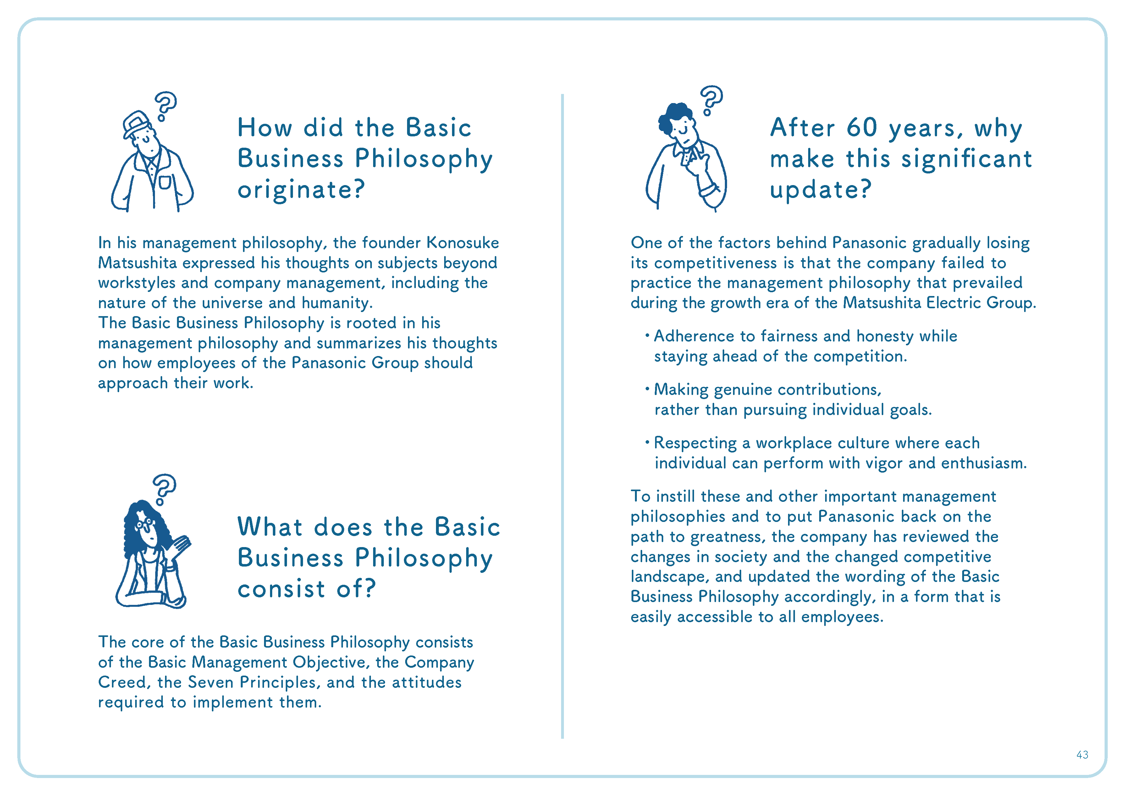 How did the Basic Business Philosophy originate? What does the Basic Business Philosophy consist of? After 60 years, why make this significant update?